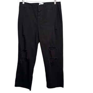 FRAME Black distressed LE TOMBOY TROUSER pants size 28 100% Cotton